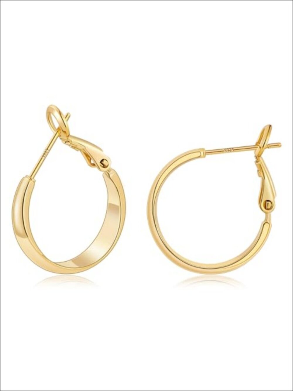 14K Gold Plated Hoop Earrings 5mm Wide Small Everyday Wear